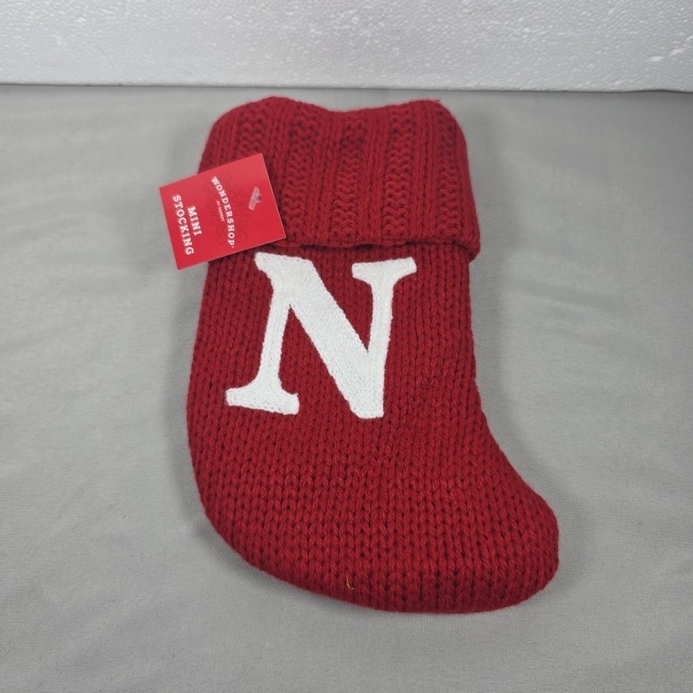 Letter N Wondershop Monogram Mini Christmas Stocking Initial Red‎ Knit Target